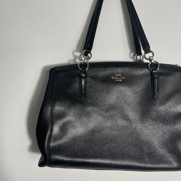 COACH F57520 SMALL BAG CHRISTIE CARRYALL IN CROSSGRAIN LEATHER BLACK - Picture 1 of 16